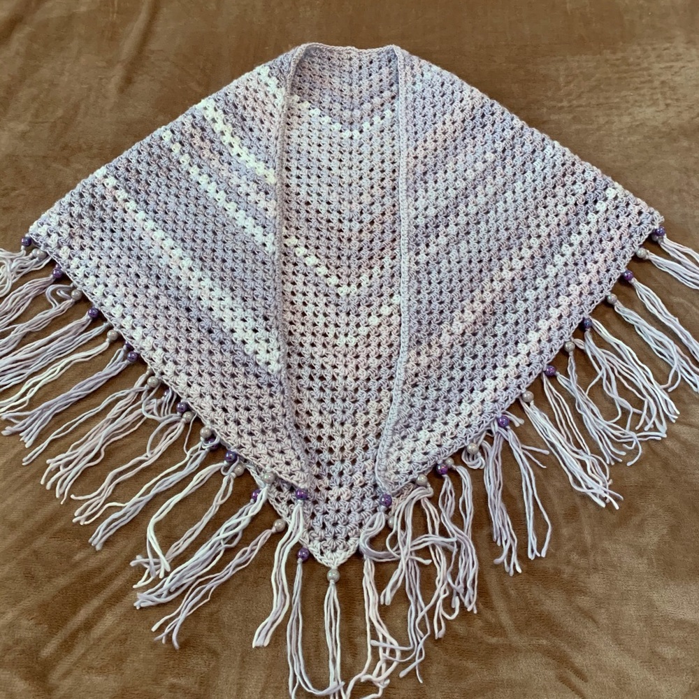 Pearly crochet triangle shawl